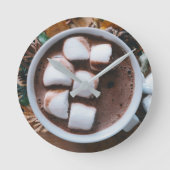 Warme chocolade en marshmallows ronde klok (Voorkant)