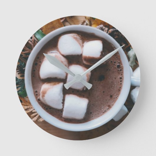 Warme chocolade en marshmallows ronde klok (Voorkant)