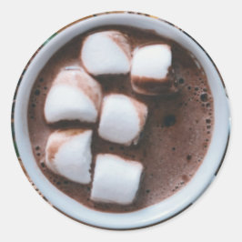 Warme chocolade en marshmallows ronde sticker