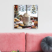 Warme Chocolade en Suikerkoekjes Feestelijke Kerst Canvas Afdruk (Insitu (Woonkamer))