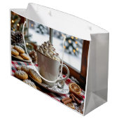Warme Chocolade en Suikerkoekjes Feestelijke Kerst Groot Cadeauzakje (Achterkant Gekanteld)