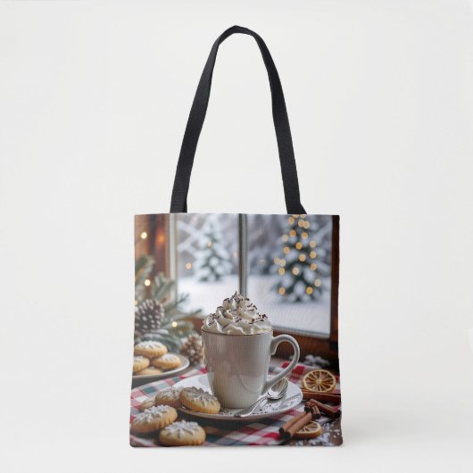 Warme Chocolade en Suikerkoekjes Feestelijke Kerst Tote Bag (Voorkant)