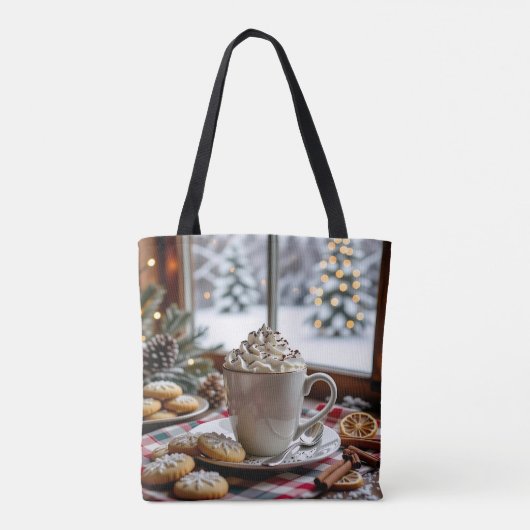 Warme Chocolade en Suikerkoekjes Feestelijke Kerst Tote Bag (Achterkant)