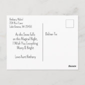 Warme chocolade in een kerstvenster gepersonalisee briefkaart (Achterkant)