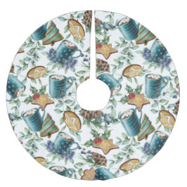 Warme chocolade, kerstkoekjes en groen kerstboom rok