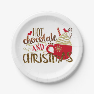Warme Chocolade & Kerstvakantie Glitter Fonkel Papieren Bordje