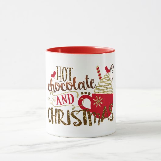 Warme Chocolade & Kerstvakantie Glitter Schitterin Mok (Midden)