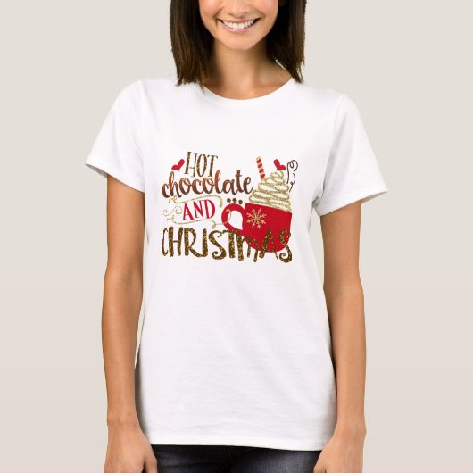 Warme Chocolade & Kerstvakantie Glitter Schitterin T-shirt (Voorkant)