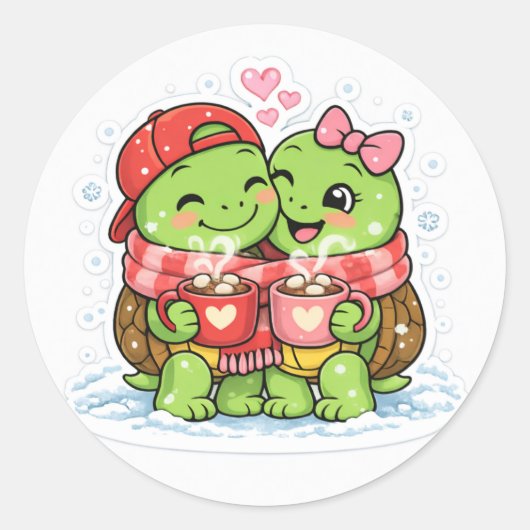 Warme Chocolade Liefde Ronde Sticker (Voorkant)