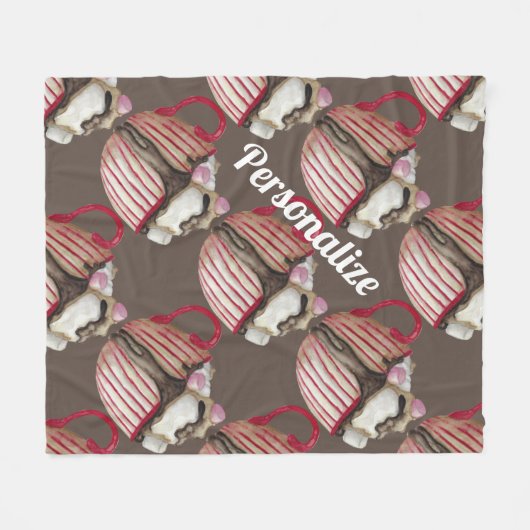 Warme chocolade marshmallow cacao zonnebrandewijn  fleece deken (Voorkant (Horizontaal))
