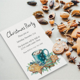 Warme chocolade met koekjes en wintergroen kaart