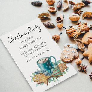 Warme chocolade met koekjes en wintergroen kaart