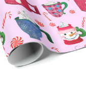 Warme Chocolade Pepermunt Feest Cadeaupapier (Rol Hoek)