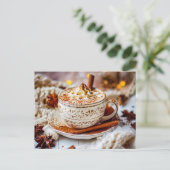 Warme chocolade, rijk en romig, gezellige avond feestdagenkaart (Staand voorkant)