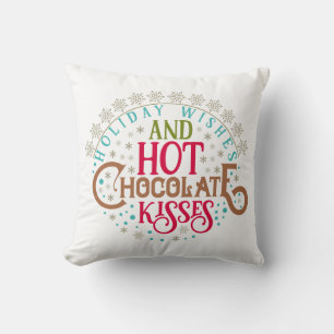 Warme Chocolade Sneeuwvlokken Kusjes Schattig Kers Kussen