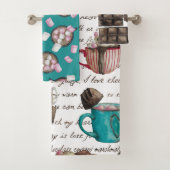Warme chocolade snoep snoep en scroll winter bad handdoek (Insitu)