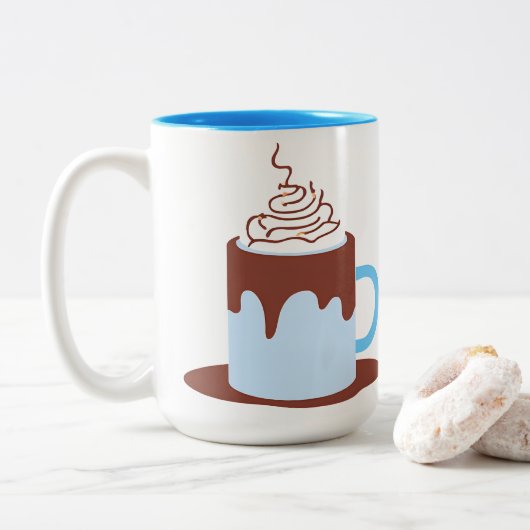 Warme Chocolade Tweekleurige Koffiemok (Met donut)