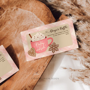 Warme Chocolade Winter Baby Meisje Luier Raffle Informatiekaartje