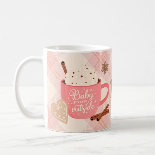 Warme Chocolade Winter Mok Baby Het Is Koud Buiten (Links)