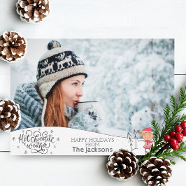 Warme chocoladewinter met kerstfoto's feestdagenkaart