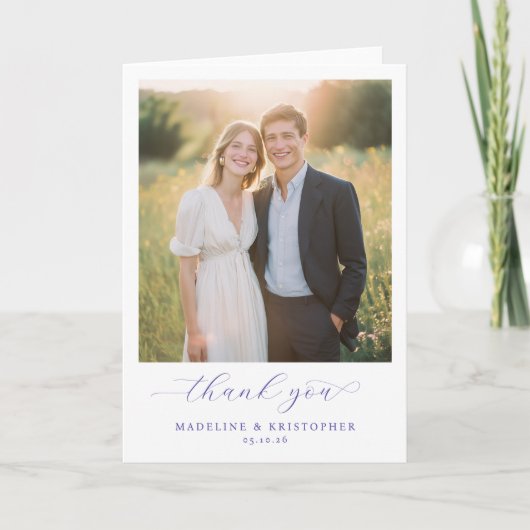 Warme Crème Romantische Foto Bedankkaart (Voorkant)