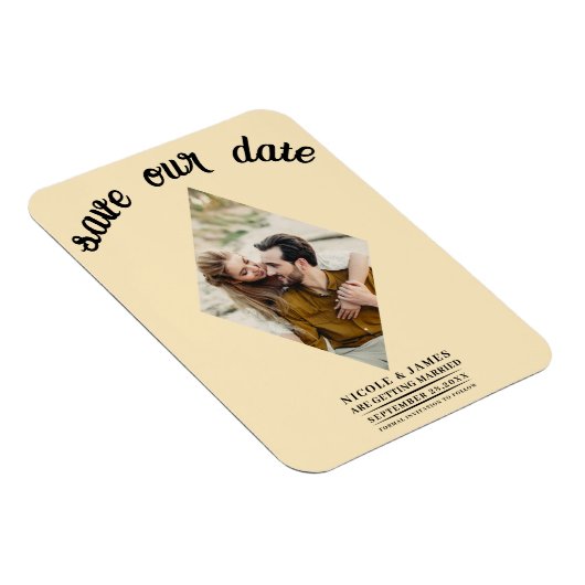 Warme Custard Foto Bruiloft Save the Date Magneet (Rechterzijde)
