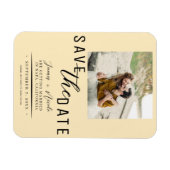 Warme Custard Save the Date Foto Bruiloft Magneet (Horizontaal)