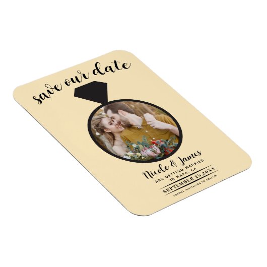 Warme Custard trouwring foto Save the Date Magneet (Rechterzijde)