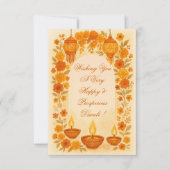 Warme DIwali Lampen en Lantaarns Floral Design Bedankkaart (Voorkant)