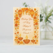 Warme DIwali Lampen en Lantaarns Floral Design Bedankkaart (Staand voorkant)