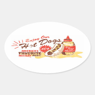 Warme dog Ovale stickers