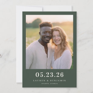 Warme Donkergroene Oprechte Foto Save The Date