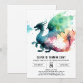 Warme Dragon Verjaardag Printable Kaart (Voorkant / Achterkant)