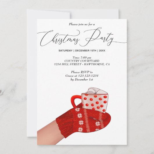 warme drink in hand kerstfeest kaart (Voorkant)