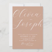 Warme Dusty Peach Wedding | Elegante foto en QR-co Kaart (Voorkant)