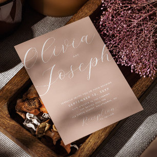 Warme Dusty Peach Wedding   Elegante foto en QR-co Kaart