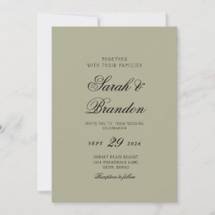 Warme Effen Kleur Minimalistische Script Bruiloft Kaart