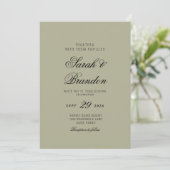 Warme Effen Kleur Minimalistische Script Bruiloft Kaart (Staand voorkant)