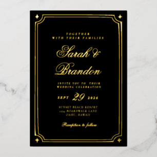 Warme Effen Kleur Minimalistische Scriptie Bruilof Folie Uitnodiging