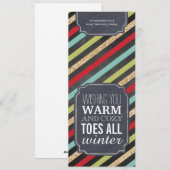 "Warme en Comfortabele Tenen" - het label van de Feestdagenkaart (Voorkant / Achterkant)