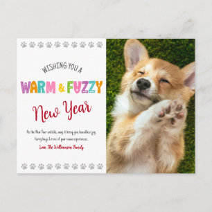 Warme en Fuzzy Huisdier Nieuwjaar Foto Schattigee  Feestdagenkaart