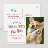 Warme en Fuzzy Huisdier Nieuwjaar Foto Schattigee  Feestdagenkaart (Voorkant / Achterkant)