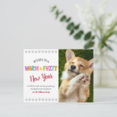 Warme en Fuzzy Huisdier Nieuwjaar Foto Schattigee  Feestdagenkaart (Staand voorkant)