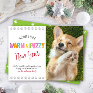 Warme en Fuzzy Huisdier Nieuwjaar Fototypografie S Feestdagenkaart