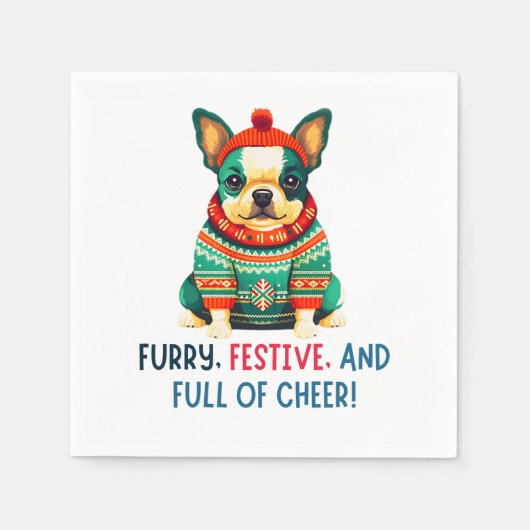 Warme en fuzzy kersthond servet (Voorkant)