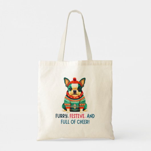Warme en fuzzy kersthond tote bag (Achterkant)