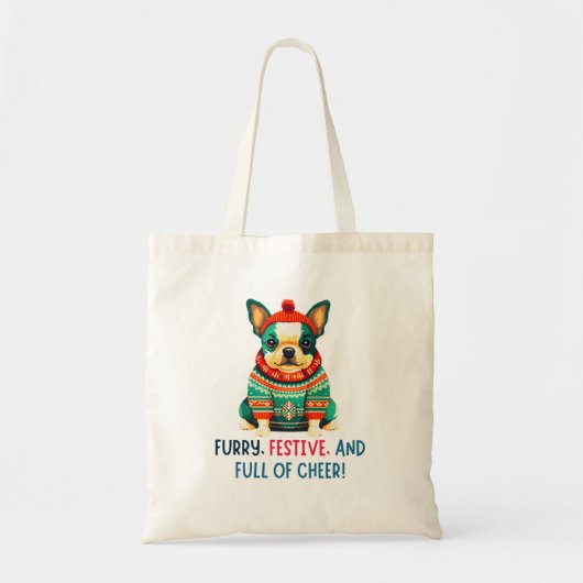 Warme en fuzzy kersthond tote bag (Voorkant)