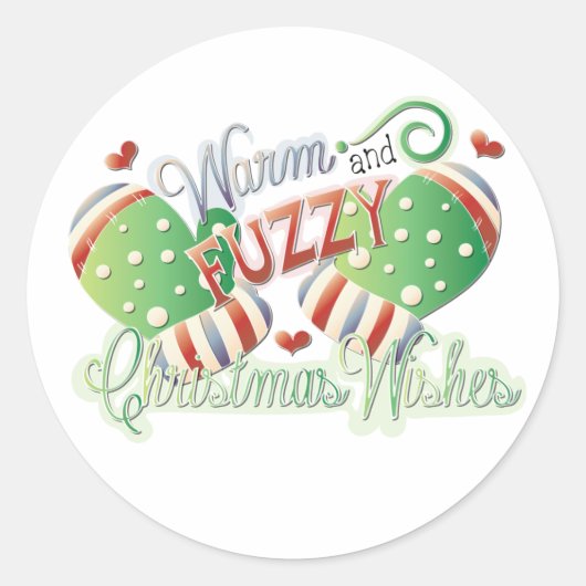Warme en Fuzzy Kerstwensen Vakantie Ronde Sticker (Voorkant)