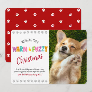 Warme en Fuzzy Pet Christmas Photo Typografie Scha Feestdagenkaart