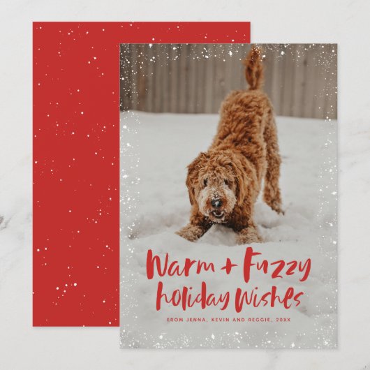 Warme en fuzzy vakantiewensen huisdier kerstkaart (Voorkant / Achterkant)